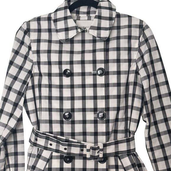 Jane Post Taffeta Buffalo Check Double Breasted Trench Rain Coat (XS) - Picture 5 of 14